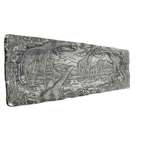 VTG Arthur Court Bread Serving Platter 18" Cast Aluminum Repousse Safari Signed - Picture 3 of 16